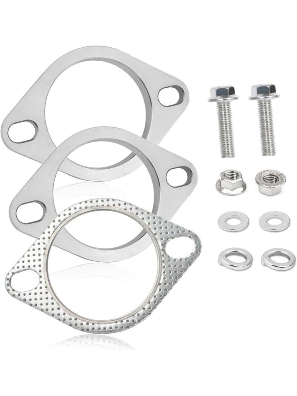 Stainless Steel 3" Exhaust Flange Repair Kit with Gasket & Bolts for Auto Repair